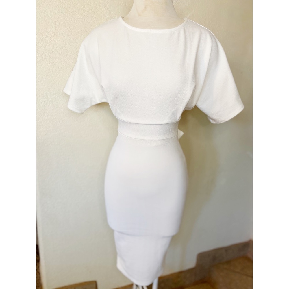 White tie waist Boohoo formal midi dress